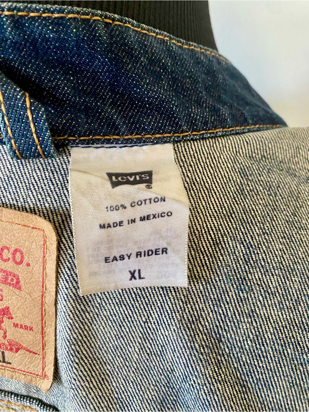 Vintage 2001 Levi’s Easy Rider 70550-0496 Denim Moto Jacket XL with Stand Collar - Picture 8 of 9